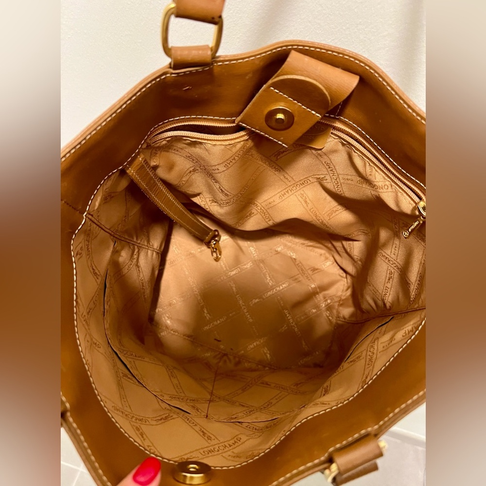 Longchamp Small Leather Tote | Brown - Picture 7 of 15